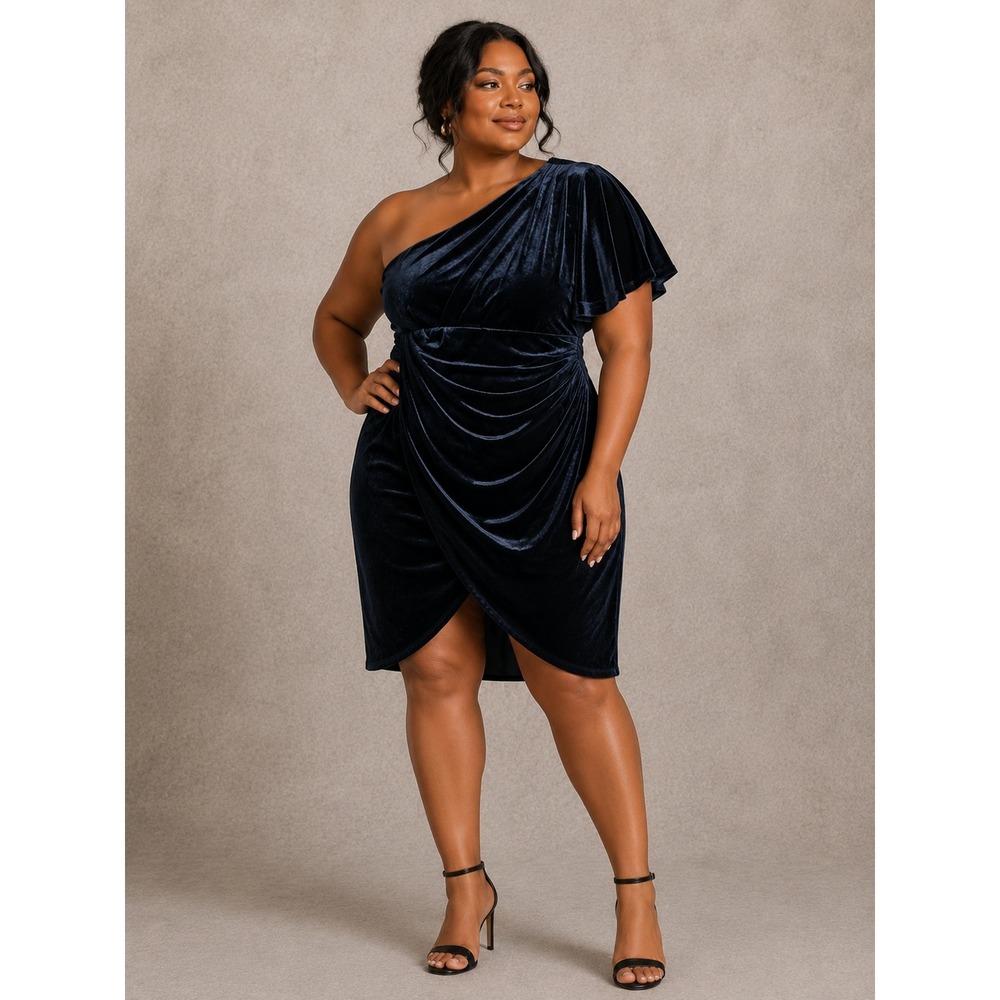 Velvet Hi Low‎ Dress Womens Large Turquoise Bodycon Cocktail Whimsigoth Party